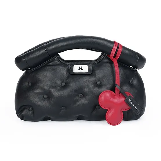 Karkki Lambskin Poker Card Collection Cloud Dumpling Bag Women's One Shoulder Handbag Women's Black Black Beauty-2
