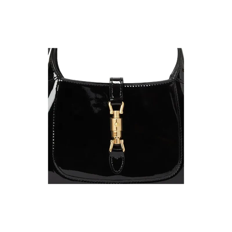GUCCI Jackie 1961 Patent Leather Crescent Shoulder Bag Shoulder Bag Mini Women's Black-7