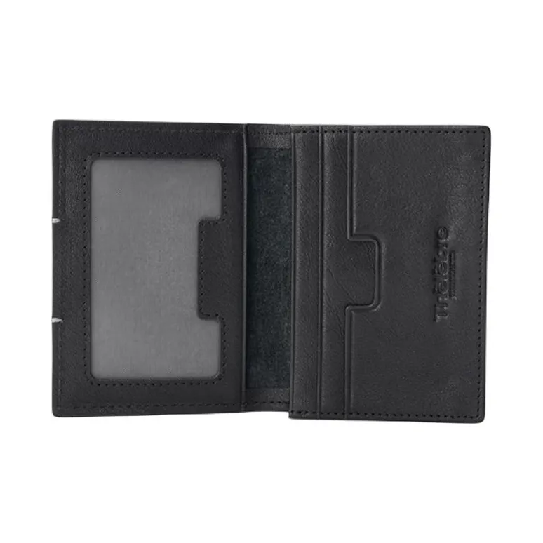 Thereble Top Grain Cow Leather Card Holder Card Holder Men's Black-3