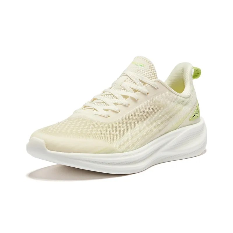Erke Cushioning Wear Resistant Low Top Sprint Running Shoes Men's Microcrystal White Wheat Sprout Green-2