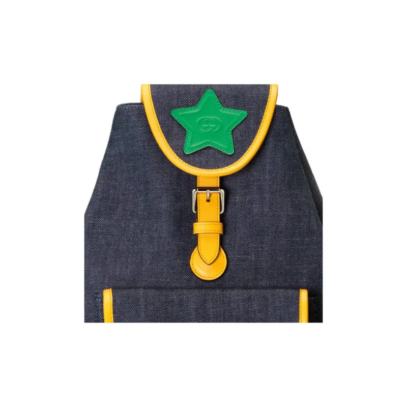 GUCCI Denim Backpack Regular Kids' Dark Blue \ Yellow \ Green-7