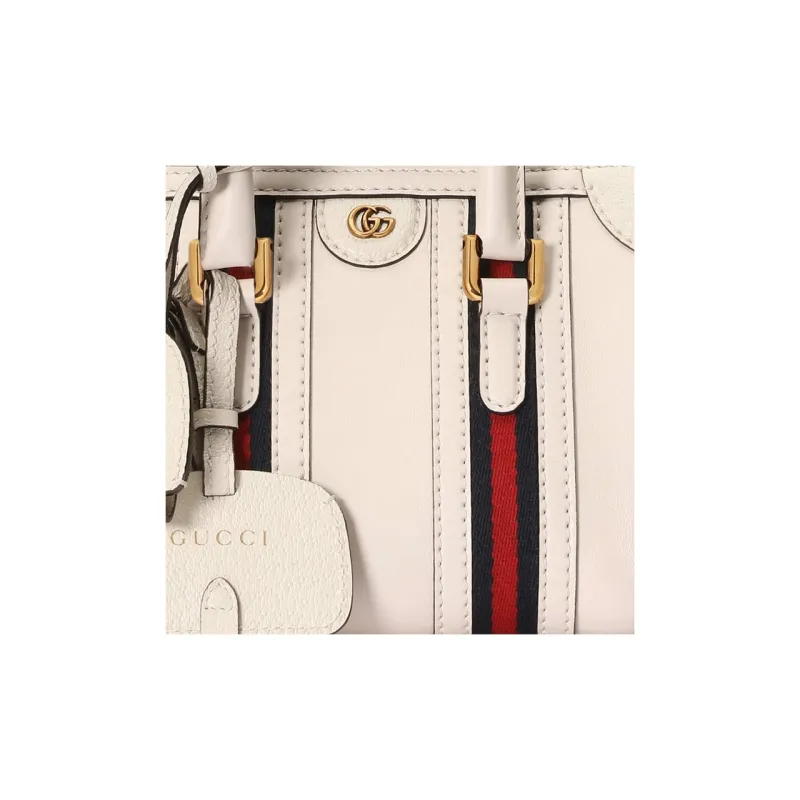 GUCCI Smooth Finish Leather Travel Bag, Shoulder Bag, Crossbody Bag, Handbag Mini Women's White-7