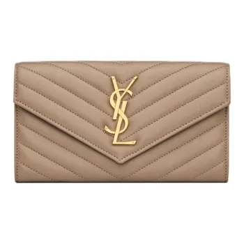 SAINT LAURENT CASSANDRE Lambskin Wallet Large Size Women's Dusty Gray