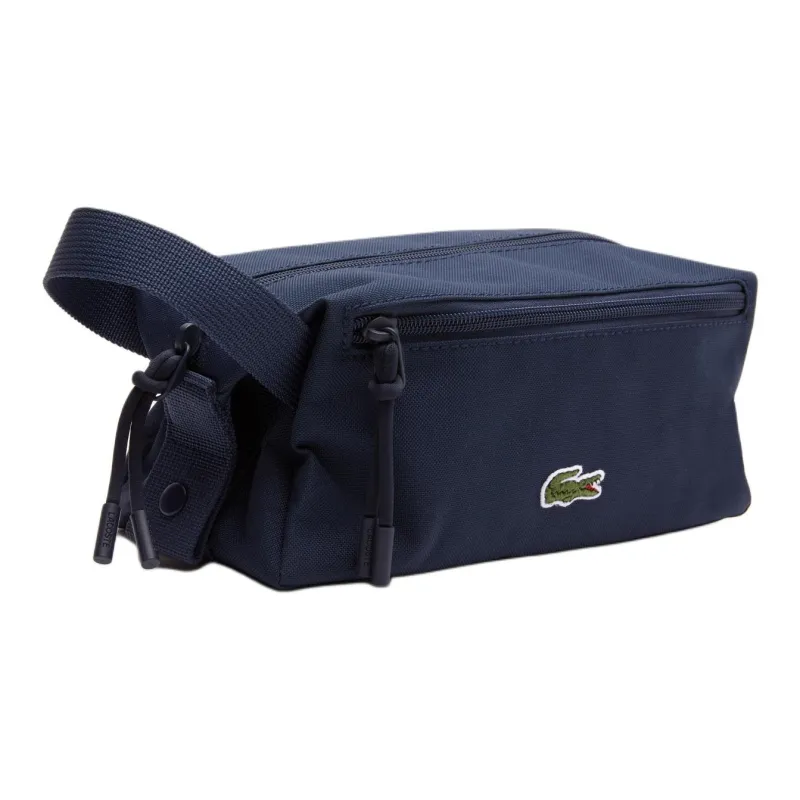 LACOSTE Recycled Polyester Toiletry Bag Unisex Blue-1