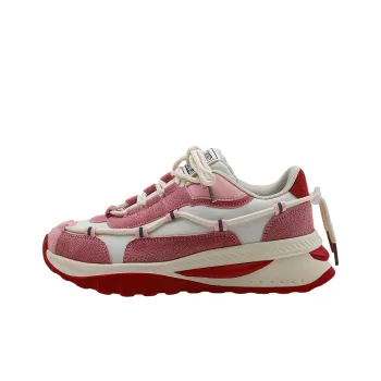 MINGKUANG Street Style, Sweetheart On The Run Anti Slip Wear Resistant Low Top Chunky Sneakers Women's White Pink