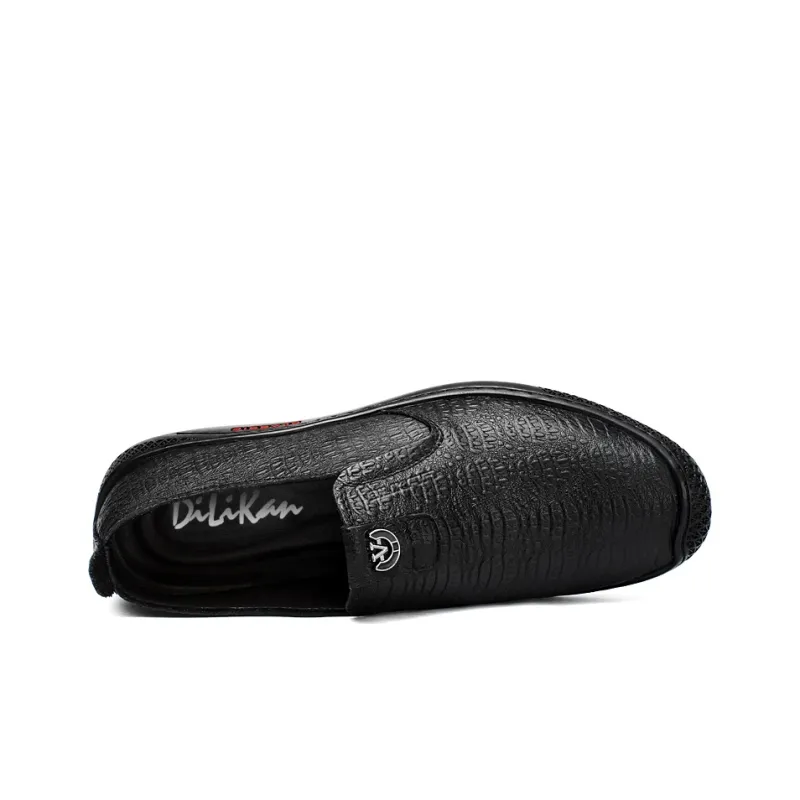 DILIKAN Casual Driving Shoes Leather Shoes Men's Black-5