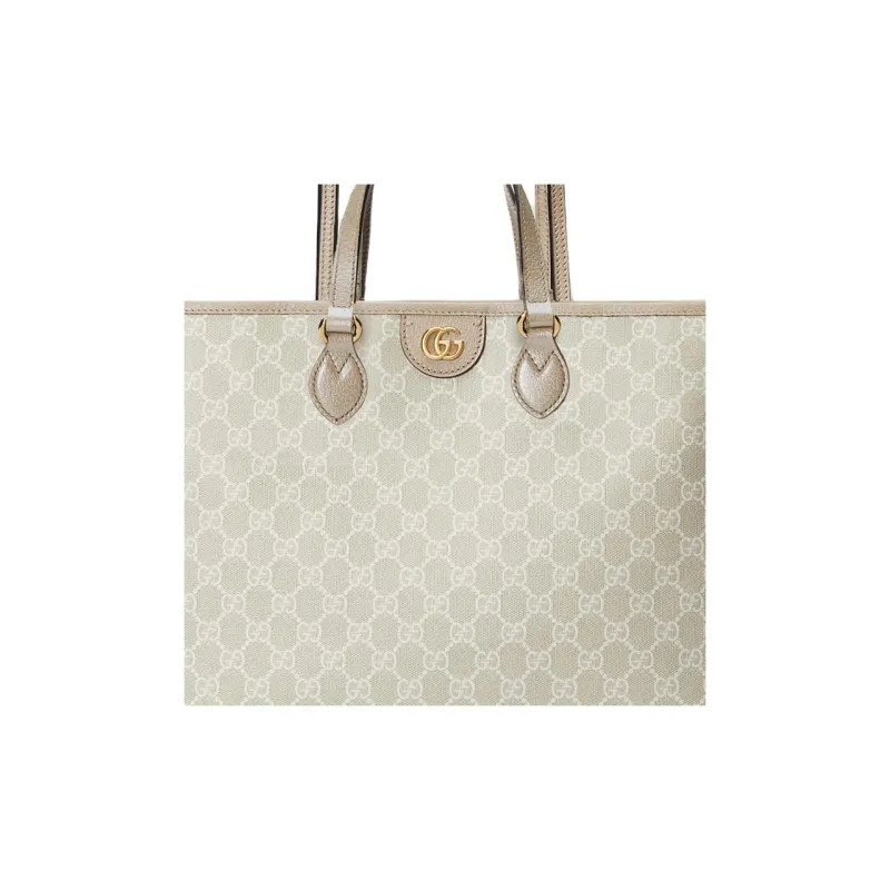 GUCCI Ophidia Canvas Tote Bag Shopping Bag Handbag Medium Size Women's Beige & White-7
