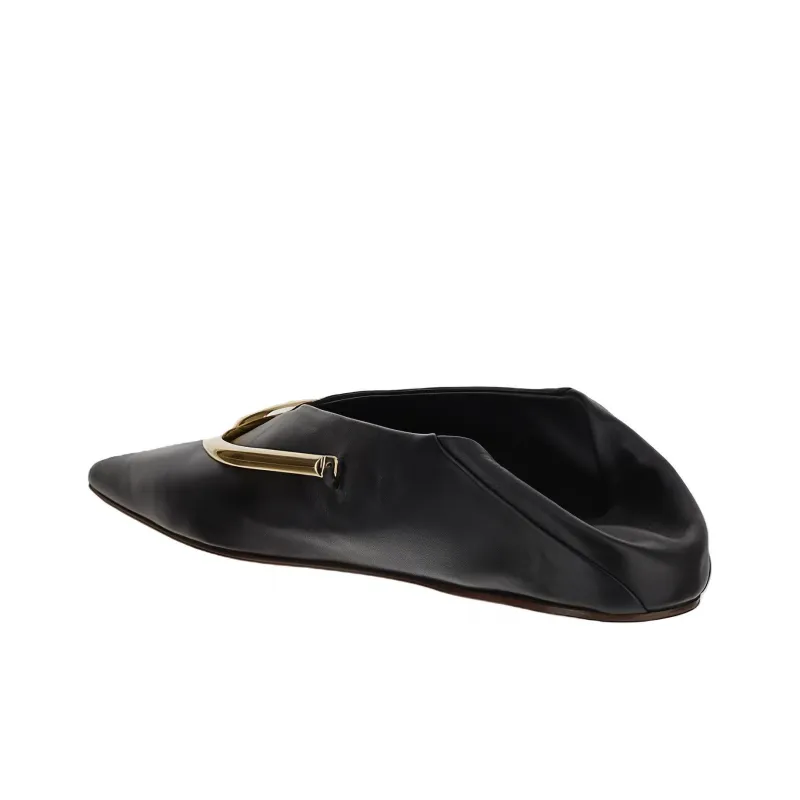 JIL SANDER Plaque-detail Pointed Ballerina Shoes-2
