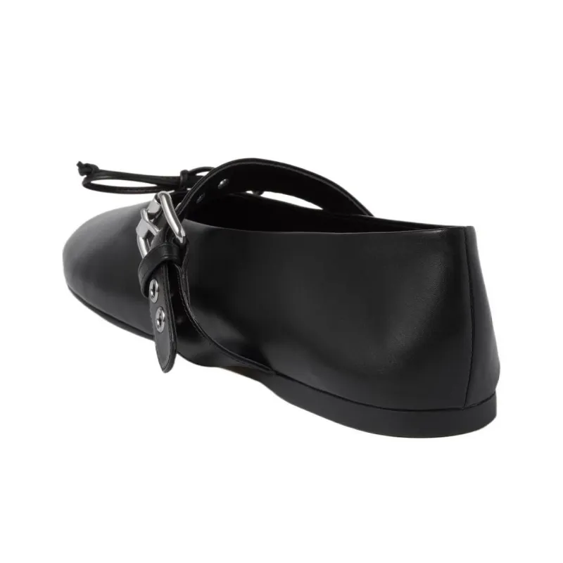 MIU MIU Buckled Leather Ballerina Shoes-2