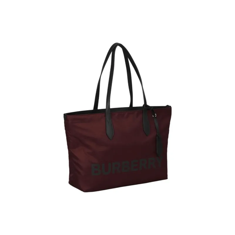 Burberry Leather Tote Bag Shopping Bag Shoulder Bag Handbag Large Size Women's Burgundy-1