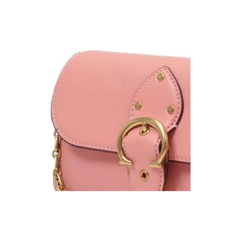 COACH Beat Cow Leather Mouth Cover Bag Crossbody Bag Shoulder Bag Women's Pink-4