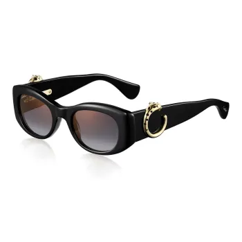 CARTIER Plate Irregular Shape Sunglasses Unisex Black