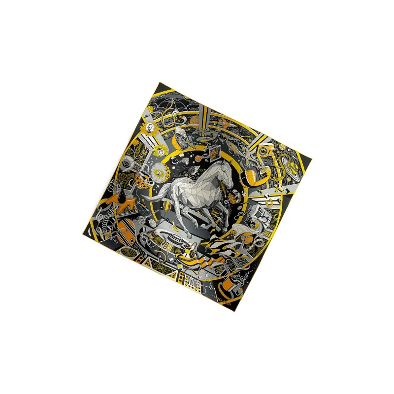 HERMES Silk Scarves Unisex Gray-1