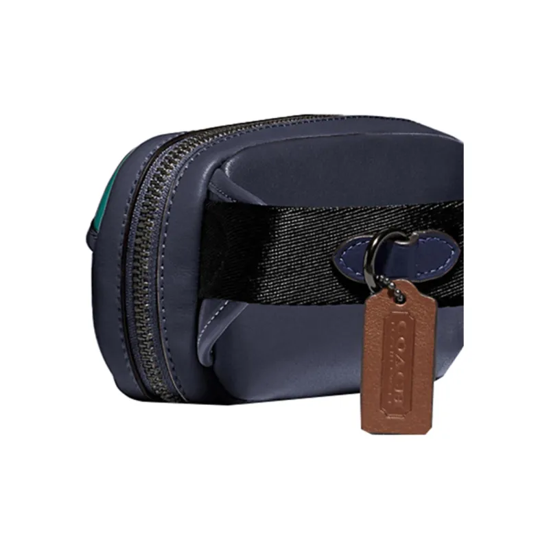 COACH Charter Cow Leather Crossbody Bag, Sling Bag, Fanny Pack Trumpets Men's Dark Blue & Lake Green-3