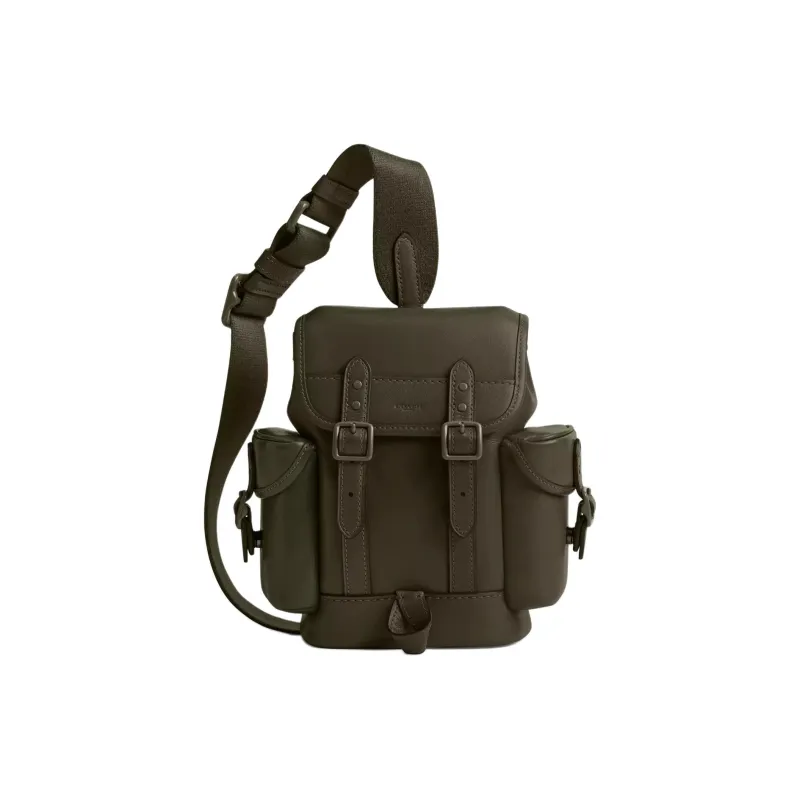 COACH Hitch Premium Calfskin Crossbody Bag Mini Men's Army Green-0
