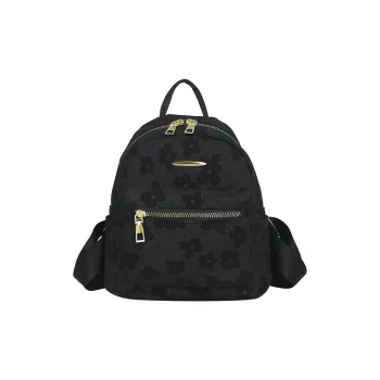 SURELAPTOP Canvas Backpack Small Size Women's Black/Pink/Khaki