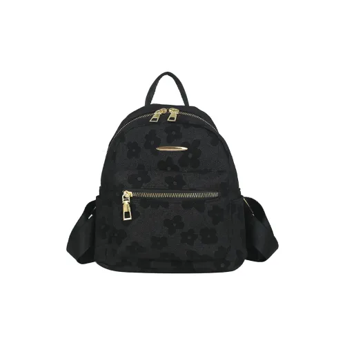 SURELAPTOP Canvas Backpack Small Size Women's Black/Pink/Khaki