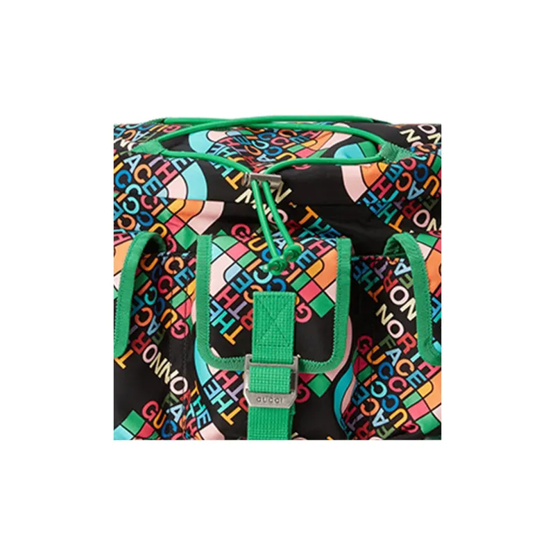 GUCCI The North Face Collaboration Nylon Sling Bag Fanny Pack Large Size Men's Green/Black-7