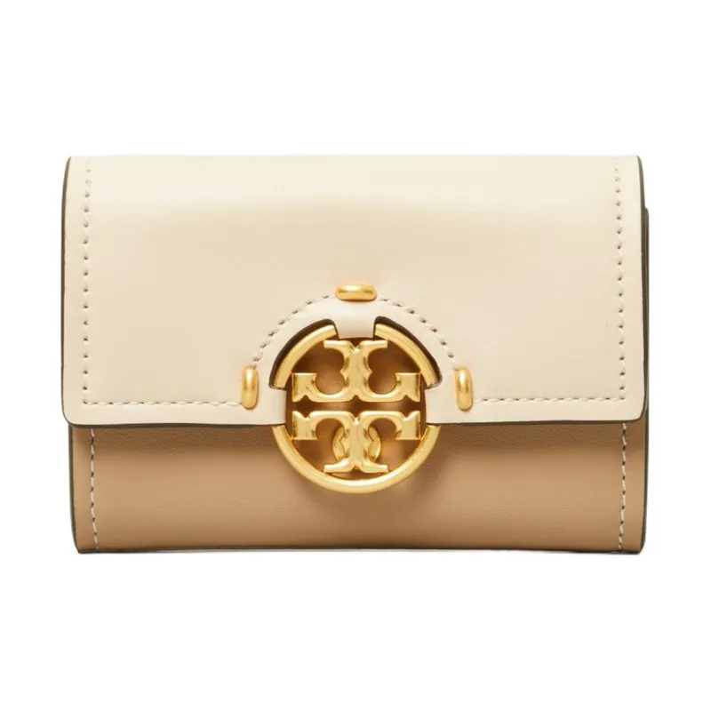 TORY BURCH Miller Leather Wallet Mini Women's Brie Cheese With Almond Powder-0
