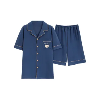 The Story Of The Flower Season Pajama Set Men's Navy Blue