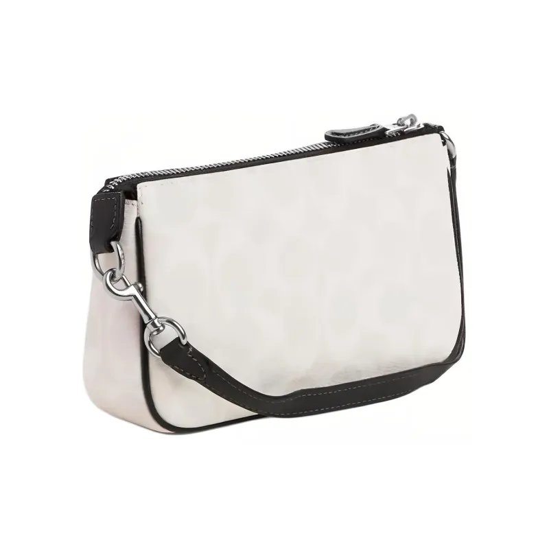 COACH Nolita Canvas With Smooth Leather Shoulder Bag Women's Black White-1