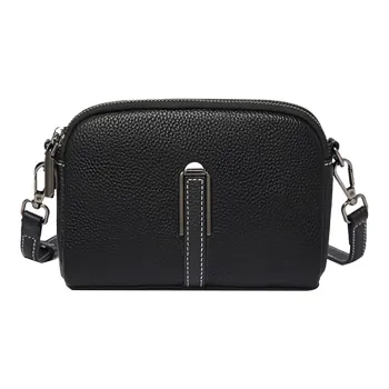 ROSEROOEN Top Grain Cow Leather Bonded Microfiber Shoulder Bag Crossbody Bag Regular Women's Black/Blue/Apricot/White