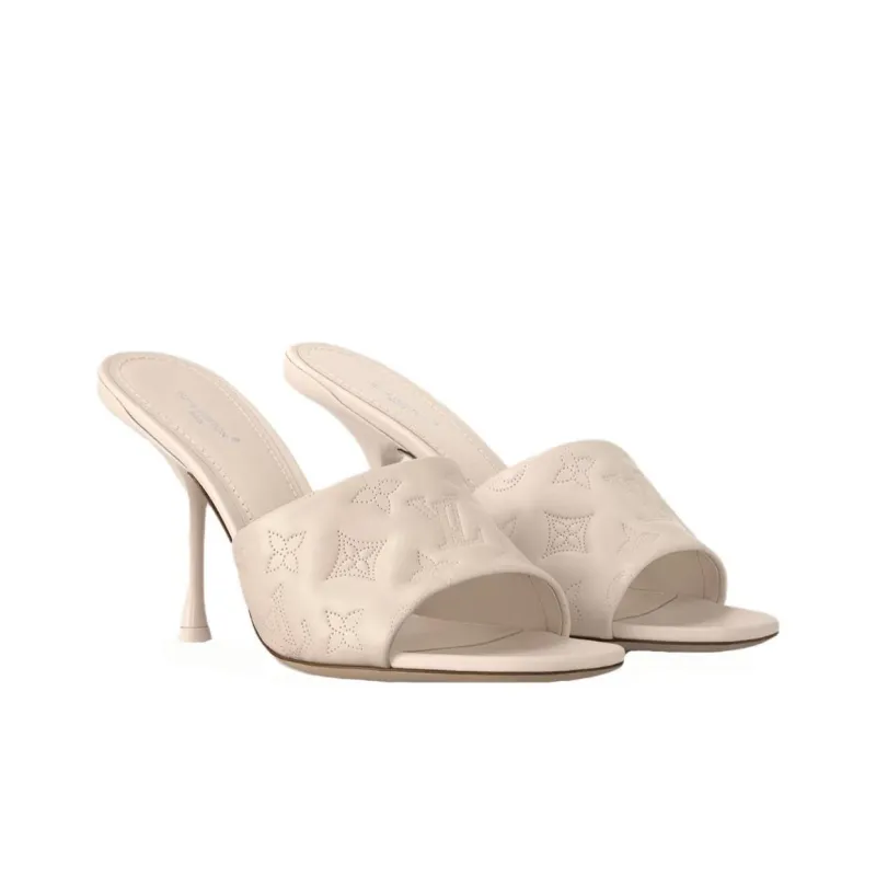 LOUIS VUITTON MONOGRAM CHAIN Slide Slippers Women's Light Pink-3