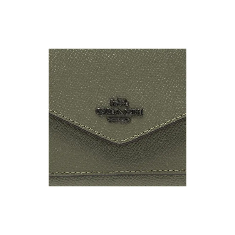 COACH Leather Wallet, Card Holder, Coin Purse Mini Women's Green-4