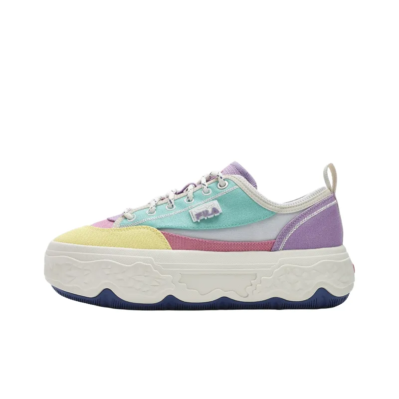 FILA ROCK Rock Shoes Anti-Slip Wear-Resistant Low-Top Canvas Shoes Women's Yellow Blue-0