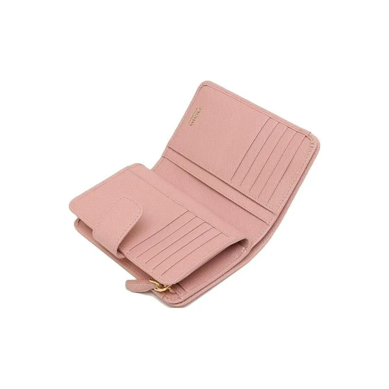 PRADA Leather Wallet Women's Pink-4