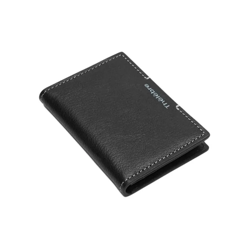 Thereble Top Grain Cow Leather Card Holder Card Holder Men's Black-4
