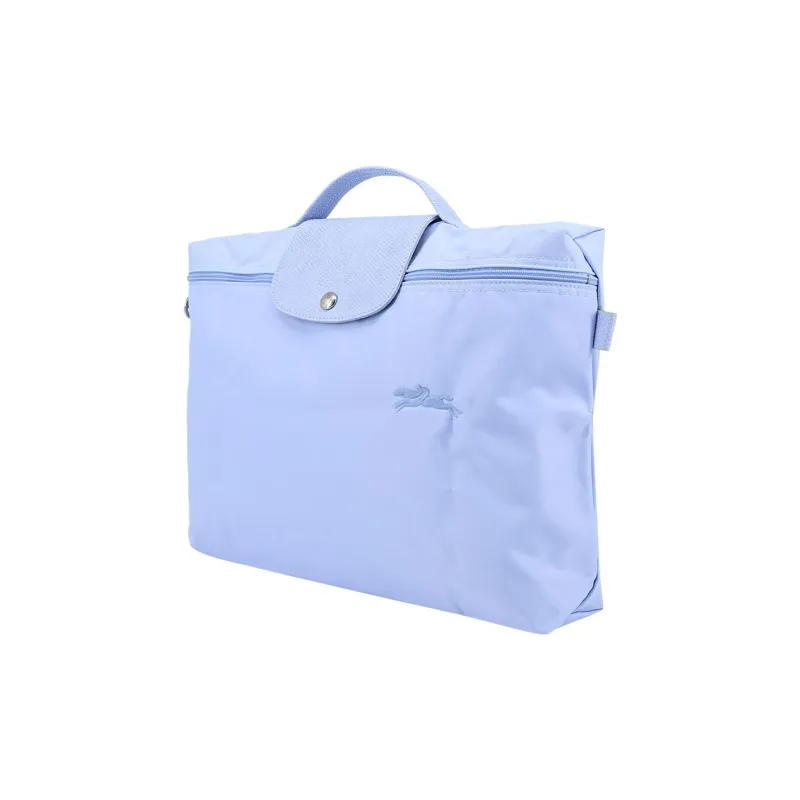 LONGCHAMP Le Pliage Green Cow Leather Trim File Bag Handbag Briefcase Small Size Women's Blue-1
