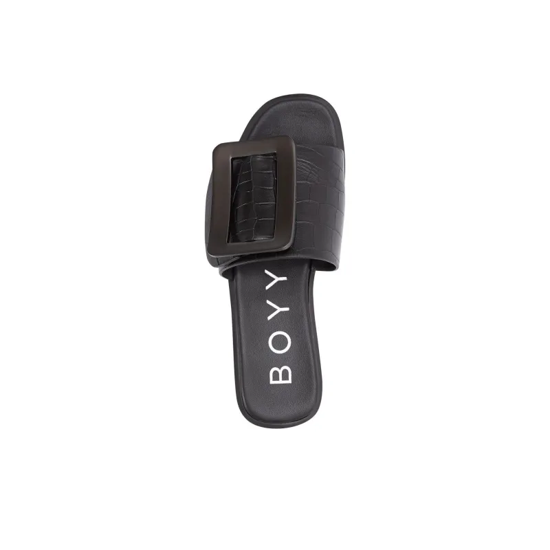 BOYY Genuine Leather Sole Slide Slippers Women's Black-2
