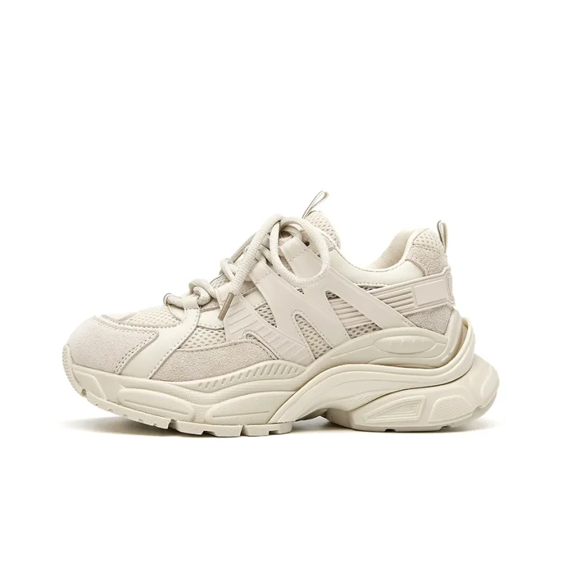 Beau Today Cow Wool Coverage Height Increasing Breathability Low Top Chunky Sneakers 6cm Women's Ecru-0