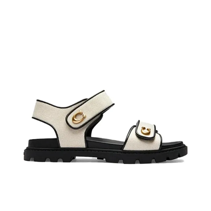 COACH Brynn Canvas Flat Sandals-1