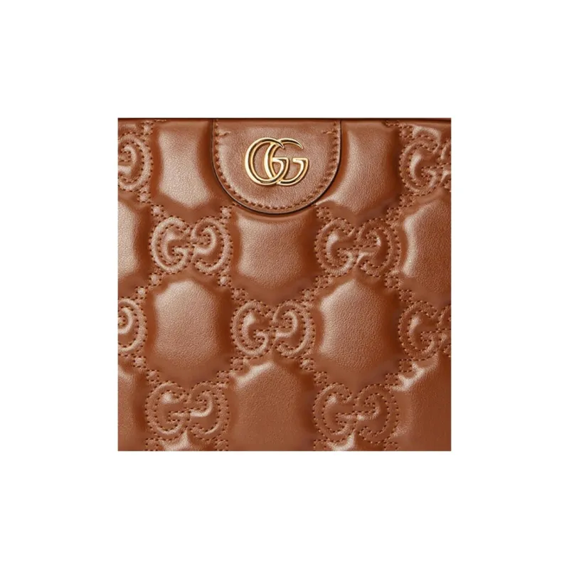 GUCCI GG Matelassé Leather Small Square Camera Bag Shoulder Bags Handbags Small Size Women's Light Brown-9
