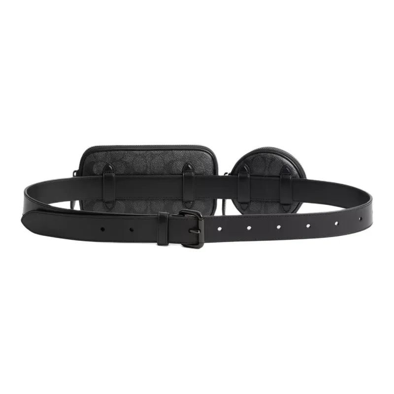 COACH Coated Canvas With Refined Calfskin Fanny Pack Trumpets Men's Charcoal-2