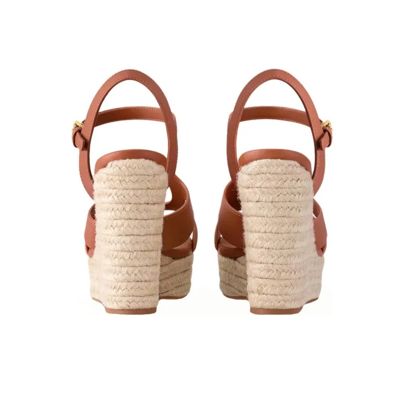LOUIS VUITTON Isola One Strap Sandals 8cm Women's Beige Brown-3