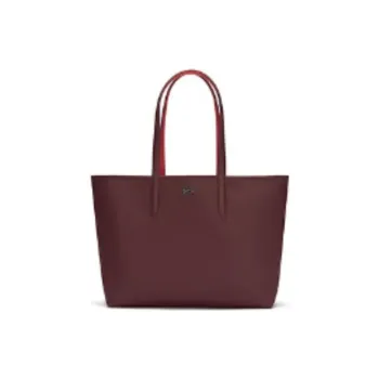 LACOSTE PVC Tote Bag, Shopping Bag, Shoulder Bag, Handbag Large Size Women's Bordeaux Burgundy & Garnet Red