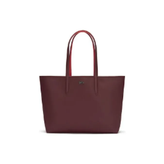 LACOSTE PVC Tote Bag, Shopping Bag, Shoulder Bag, Handbag Tubas Women's Bordeaux Burgundy & Garnet Red-0