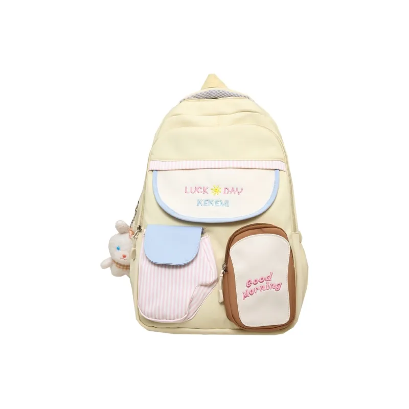 Travel Nylon Backpack Regular Women's Black/White/Yellow/Pink/Blue-7