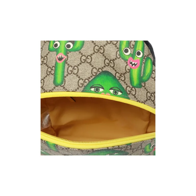 GUCCI Canvas Backpack Kids' Ebony/Yellow/Green-4