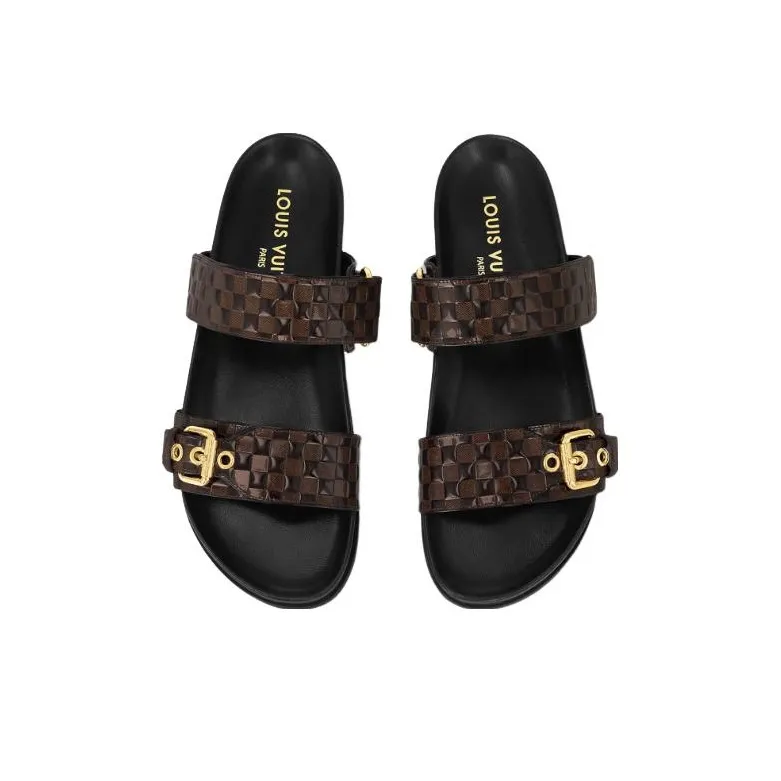 LOUIS VUITTON Bom Dia Slip Resistant Slide Slippers Women's Brown-2
