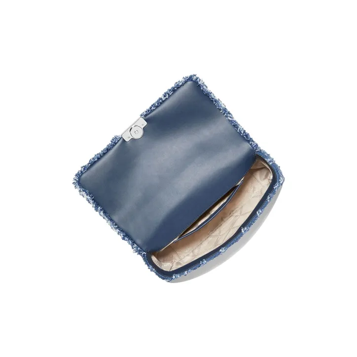 MICHAEL KORS Fabric Shoulder Bag Women's Denim Blue/White/Black-5