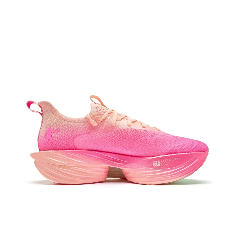 QIAODAN Flying Shadow PLAID 1.5 Running Shoes Men Low Top Enamel Pink Aurora Pink-1