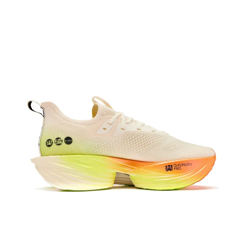 QIAODAN Flying Shadow PLAID 1.5 Running Shoes Men Low Top Vanilla Yellow Sun Orange-1
