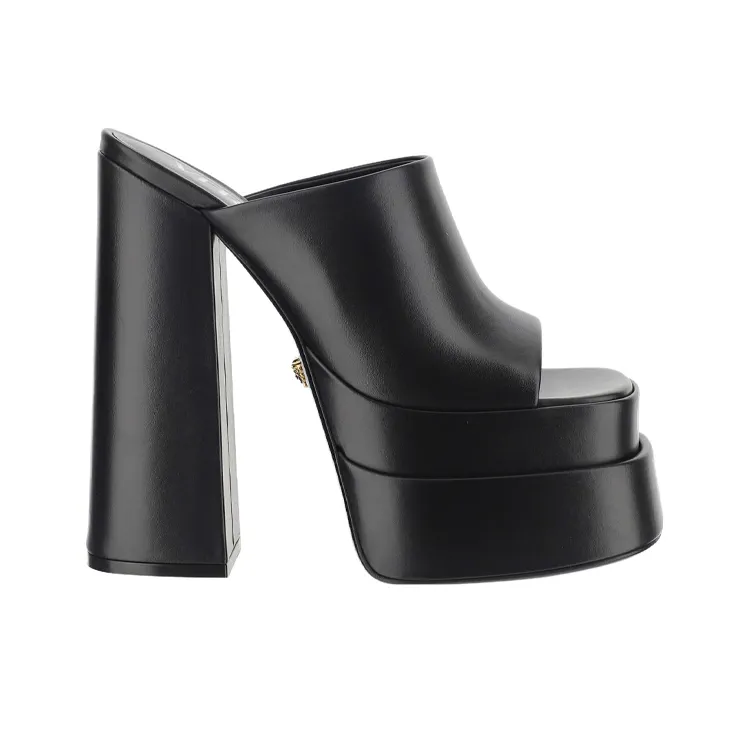 VERSACE Women's Platform Mule T.155 Vitellino 'Black'-1