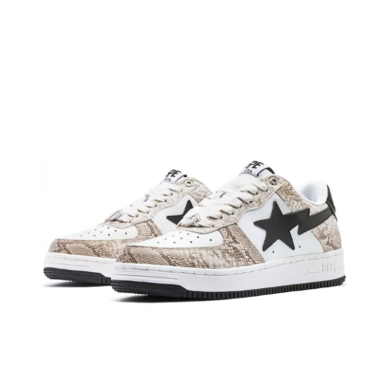 A BATHING APE STA Low Top Stylish Skateboarding Shoes Men's Ecru-2