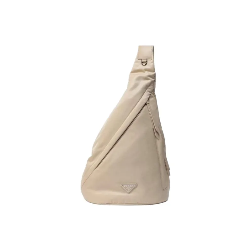PRADA Leather One Shoulder Sling Bag Men's Desert Beige-0