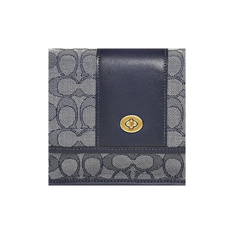 COACH Dinky Leather Shoulder Bag, Crossbody Bag Trumpets Women's Marine Blue-3